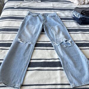 Light Blue Distressed Women's Flare Jeans